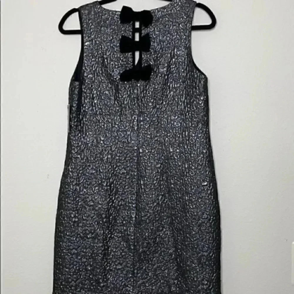 Crown & Ivy NWT sz 4 sleeveless little black metallic dress - Picture 2 of 7